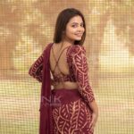 Handcrafted Cotton Batik Saree 2664 -  Maroon and bronze yellow saree - Image 4