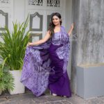 Handcrafted Cotton Batik Saree 23156 - Purple saree - Image 3