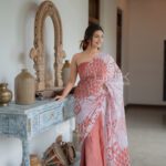Handcrafted Cotton Batik Saree 2470 - White and peach pink saree