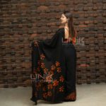 Handcrafted Cotton Batik Saree 2674 - Terracotta Orange and Black Saree - Image 3