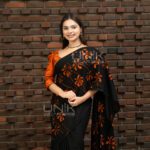 Handcrafted Cotton Batik Saree 2674 - Terracotta Orange and Black Saree - Image 5