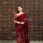 Handcrafted Cotton Batik Saree 2677 - Maroon and Warm Beige Saree - Image 5