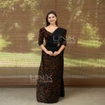 Handcrafted Cotton Batik Saree 2681 - Burnt Orange and Black Saree