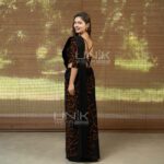 Handcrafted Cotton Batik Saree 2681 - Burnt Orange and Black Saree - Image 3
