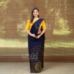 Handcrafted Cotton Batik Saree 2685 - Yellow and Blue Saree - Image 2