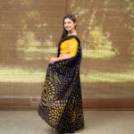 Handcrafted Cotton Batik Saree 2685 - Yellow and Blue Saree - Image 5
