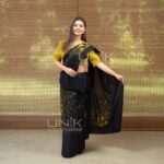 Handcrafted Cotton Batik Saree 2687 - Black and Olive Green Saree