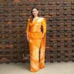 Handcrafted Cotton Batik Saree 2690- Mango Yellow and Ivory Saree - Image 2