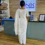 White Handloom Cotton Saree - H0002 - Image 2