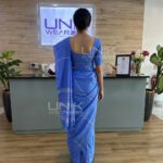 Sky Blue Handloom Cotton Saree - H0007 - Image 2