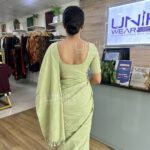 Pastal Olive Green Handloom Cotton Saree - H0009 - Image 2