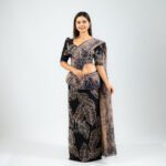 Handcrafted Cotton Batik Saree 26101 - Black and Beige Saree