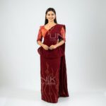 Handcrafted Cotton Batik Saree 26104 - Maroon and Burnt Orange Saree