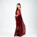 Handcrafted Cotton Batik Saree 26104 - Maroon and Burnt Orange Saree - Image 3