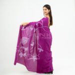 Handcrafted Cotton Batik Saree 2693 - Magenta (Orchid Purple) and Light Lavender Saree - Image 3
