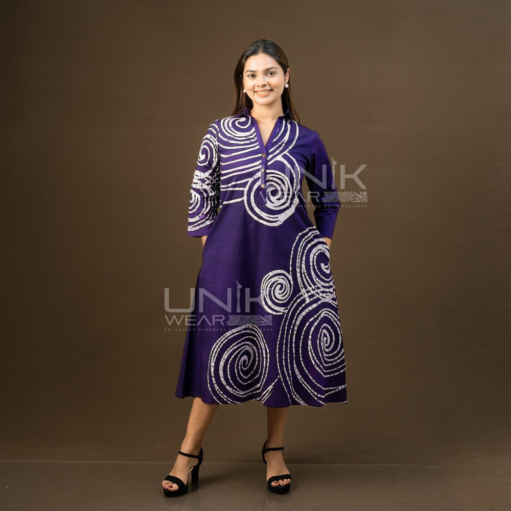 D1426 1 Violet Spiral Batik Frock - D1426 - Image 1