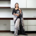 Handcrafted Cotton Batik Saree L0004 - Black and Off White Saree (Limited)