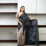 Handcrafted Cotton Batik Saree L0006 - Black and Beige Saree (Limited) - Image 2