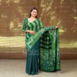Handcrafted Cotton Batik Saree L0008 - Green Saree (Limited) - Image 2