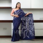 Handcrafted Cotton Batik Saree L0010 - Blue Saree (Limited) - Image 2