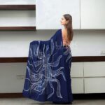 Handcrafted Cotton Batik Saree L0010 - Blue Saree (Limited) - Image 3