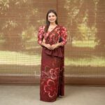 Handcrafted Cotton Batik Saree L0013 - Maroon Saree (Limited)