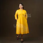 Vibrant Yellow Button-Down Midi Frock - D1526 - Image 2