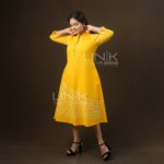 Vibrant Yellow Button-Down Midi Frock - D1526 - Image 3