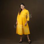Vibrant Yellow Button-Down Midi Frock - D1526 - Image 5