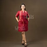 Maroon Abstract Stroke Batik Dress - D1926 - Image 4