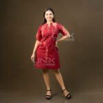 Maroon Abstract Stroke Batik Dress - D1926