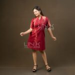 Maroon Abstract Stroke Batik Dress - D1926 - Image 2