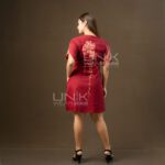 Maroon Abstract Stroke Batik Dress - D1926 - Image 5