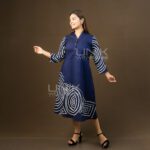 Navy Spiral Batik Frock - D2026