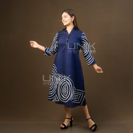 Navy Spiral Batik Frock - D2026